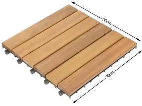 Drevené akáciové dlaždice s rozmermi 30x30cm sada 33 kusov