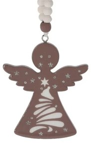 Závesný vzorovaný anjel – hnedý 8 cm