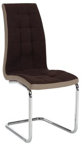 Jedálenská stolička, hnedá látka/ekokoža béžová/chróm, SALOMA NEW