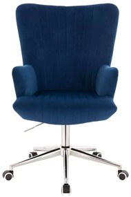 LuxuryForm DESIGN Kreslo AMADEO VELUR na striebornej podstave s kolieskami - modré