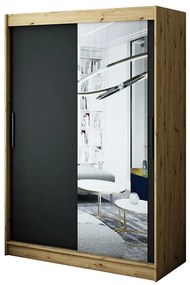 Skriňa Halifax T2 150 Dub Artisan/čierna/Zrkadlo