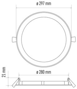 EMOS LED vstavaný stropný panel, 24W, teplá biela, 29,7cm, guľatý