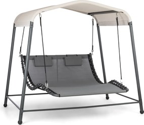 Blumfeldt Palermo, dvojité hojdacie ležadlo, voľne stojace, oceľový rám, vankúš, strecha, sivé