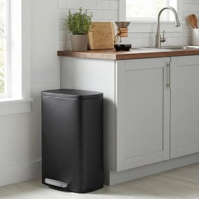 SONGMICS pedálový kuchynský odpadkový kôš, 50L, mäkké zatváranie, čierny