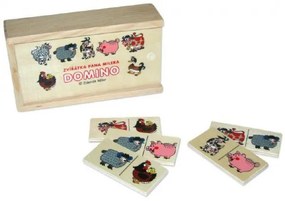 Domino zvířátka pana Müllera společenská hra dřevo 28ks v dřevěné krabičce 16x9x4cm