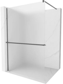 Mexen Kioto+, sprchová zástena Walk-In s poličkou a vešiakom 110 x 200 cm, 8mm sklo námraza, grafitový profil, 800-110-121-95-30