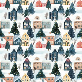 Bavlnené obliečky WINTER VILLAGE farebné Rozmer obliečky: 2 ks 70 x 90 cm | 200 x 220 cm
