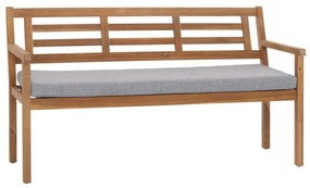 Záhradná lavička HWC-N47, 82x145x59 cm, akáciové drevo - sivý vankúš