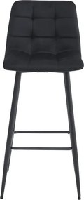 Barová stolička ARCETO zamatová čierna (čierne nohy)