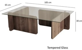 Konferenčný stolík ESCAPE 30x105 cm hnedá/číra