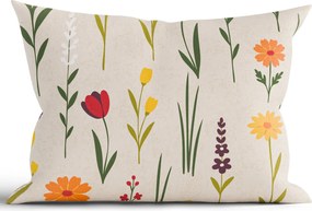 Bavlnená obliečka na vankúš Renforcé 40 × 60 cm - Rozkvitnutá lúka prírodná