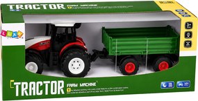LEAN Toys Poľnohospodársky traktor s vyklápacím prívesom, diaľkovo ovládaný, svetlá a zvuky, mierka 1:24