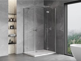 Mexen Mist-H Duo, 2-krídlový výklopný sprchový kút 90 x 115 cm, číre sklo, chrómový profil, 8A5-090L-115P-01-00