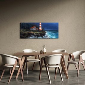 Obraz - Maják na brehu oceánu, aquarel (120x50 cm)