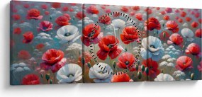 Obraz - Pole vlčích makov (s hodinami) (90x30 cm)