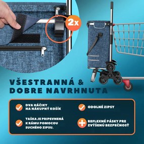 Nákupná taška na kolieskach do schodov COMFORT,50l,  modrá Monzana