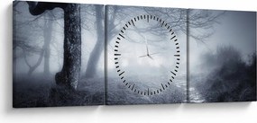 Obraz - Cesta v hmle (s hodinami) (90x30 cm)