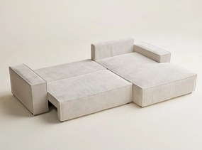 Krémovobiela ženilková rozkladacia/s úložným priestorom rohová pohovka (pravý roh/s leňoškou) Maze – Maison de Rêve