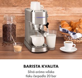 Klarstein Futura, pákový kávovar, 1450 W, 20 bar, 1,25 l, nehrdzavejúca oceľ