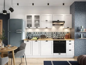Kuchynská linka Luis 240 1, Farby: biela / biela + dub arlington, Osvetlenie: osvetlenie LED biele
