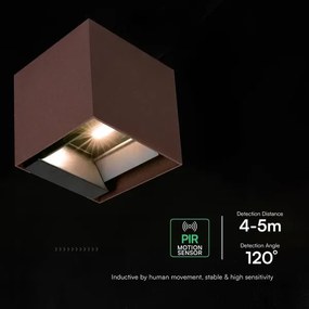LED Sol nástenné svietidlo so snímačom LED/9W/3,7V 3000/4000/5000K IP65 2600 mAh hnedá