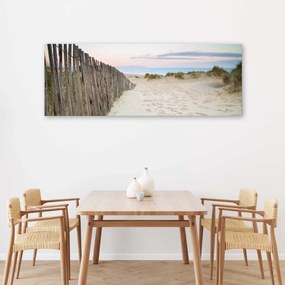 Obraz na plátně, Panorama západu slunce na pláži - 90x30 cm