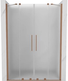 Mexen Velar Duo, posuvné sprchové dvere do otvoru 150 cm, 8mm sklo námraza, medená matná, 871-150-000-32-65