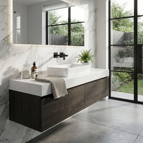 Rea Arlo, podomietková umývadlová batéria 200 mm + BOX inštalačný systém, čierna matná, REA-B5609