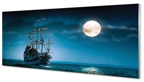Obraz plexi Sea city mesiac loď 120x60 cm
