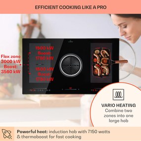 Klarstein Full House Down Air System, indukčná varná doska s odsávaním, 655 m³/h, energet. trieda A