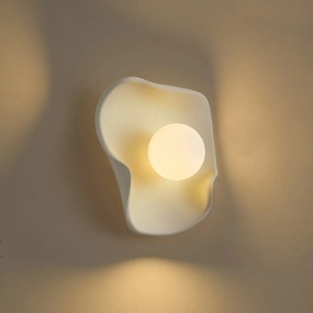Nástenná lampa Japandi krémová s bielym sklom - Parel