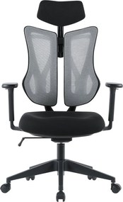 Kancelárska ergonomická stolička MORA — sieť / látka, sivá / čierna