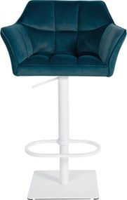 Barová stolička Damaso W - zamat, biely rám - Zelená