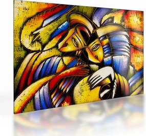 Sklenený obraz - Olejomaľba, milenci (70x50 cm)