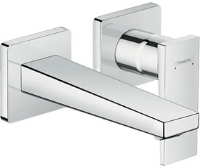 HANSGROHE Metropol 2-otvorová páková umývadlová batéria pod omietku, pre nástennú montáž, s rozetami, plná páka, výtok 165 mm, chróm, 32525000