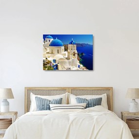 Sklenený obraz - Santorini, Grécko (70x50 cm)
