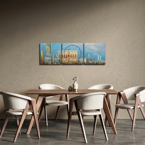 Obraz - Gondola prechádzajúca Benátkami, olejomaľba (s hodinami) (90x30 cm)