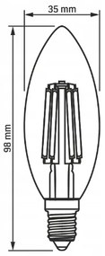LED žiarovka AMBER filament - E14 - 6W - teplá biela