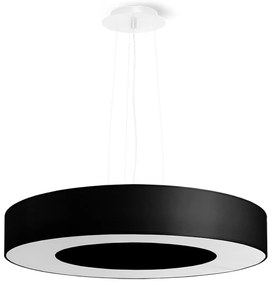 Závesné svietidlo Saturno Slim, 1x čierne textilné tienidlo, (biely plast), (fi 50 cm)