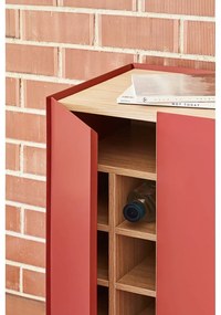 Červená vysoká komoda v dekore duba 95x120 cm Arista – Teulat