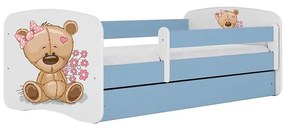 Detská Posteľ. Babydreams+Sz+M Modrá 80x180 Medveď s kvetmi