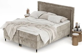 Béžová boxspring posteľ s úložným priestorom 180x200 cm Voyage – Maison de Rêve