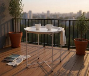 Okrúhly kovový kávový stolík 47 x 50,5 cm - biely