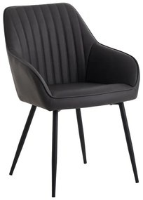 Tmavosivé čalúnené jedálenské kreslá v súprave s podrúčkami 2 ks Nolan Stripe – Unique Furniture