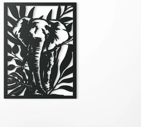 drevko Drevený obraz na stenu Slon v zeleni Rozmer obrazu: 43 x 32,5 cm, Farba dekorácie: Čierna