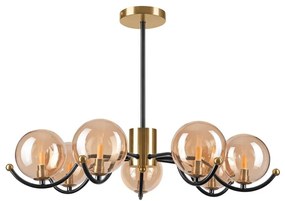 Luster na tyči GEORGIA 7xE14/5W/230V zlatá/dymová béžová