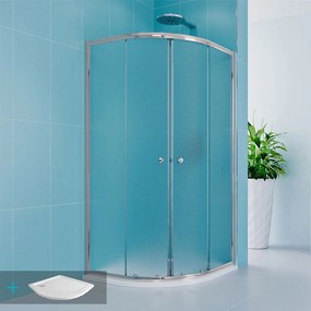 Mereo Mereo, Sprchový set z Kory Lite, štvrťkruh, 90 cm, chróm ALU, sklo Grape a nízké SMC vaničky, MER-CK35131ZN