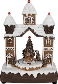 Hnedá svietiaca a hrajúca perníková chalúpka Gingerbread House - 20*11*27 cm