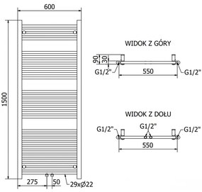 Mexen Mars, elektrické vykurovacie teleso 1500 x 600 mm, 900 W, biela, W110-1500-600-2900-20