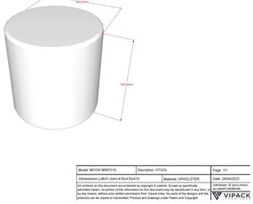 Biely detský puf z textílie buklé MOON – Vipack